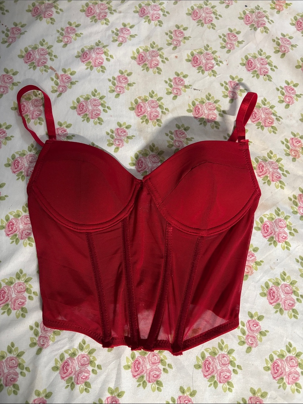 Rue21 Red Bustier Mesh Corset Top 💋